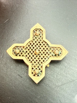 Ancien Pendentif Médaille Plaquer Or Breloque Art Déco nouveau croix éléphant  - Photo 1/4