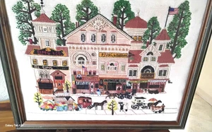 Tiendas victorianas vintage 1980 dimensiones enmarcadas punto de cruz Charles Wysocki - Imagen 1 de 11