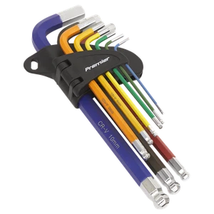 Sealey Ball-End Hex Allen Key Set 9Pc Colour-Coded Metric Chrome Vanadium AK7190 - Picture 1 of 5