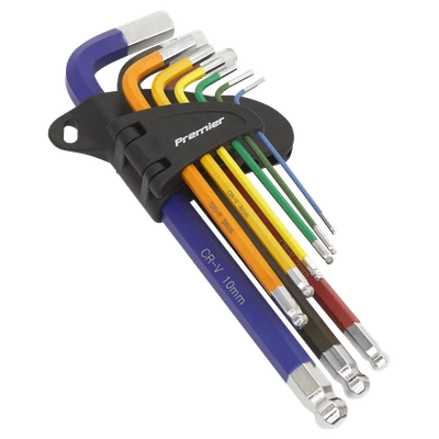 Sealey Ball-End Hex Allen Key Set 9Pc Colour-Coded Metric Chrome Vanadium AK7190 - Image 1 of 4