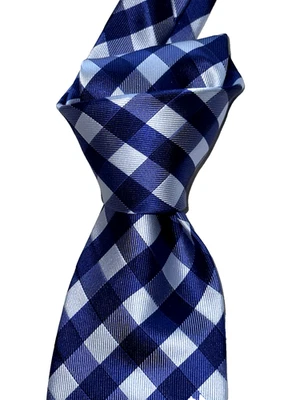 $250 NUEVO SIN ETIQUETAS TOM FORD Azul Marino Gigante Cuadros Guinga 3.9" Tejido Seda Cuello Corbata ITALIA Foto 1 de 4