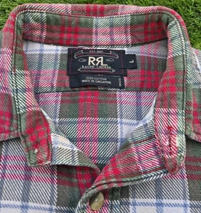 Camisa de franela a cuadros RRL Ralph Lauren roja verde vela gruesa talla grande - Imagen 1 de 8