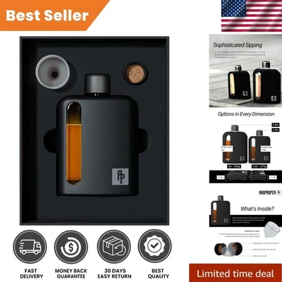 Frasco de cadera de vidrio negro duradero con tapa de silicona a prueba de fugas - Regalo perfecto Foto 1 de 4