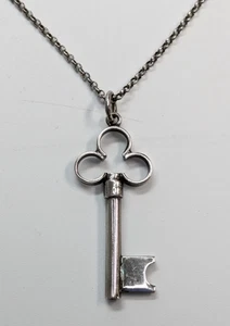 Vintage Prata 900 Silber Skelett Schlüssel Anhänger Halskette 18" Sterling 925 Italien Kette - Bild 1 von 10