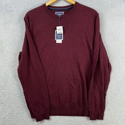Club Room Merino Wool Blend Sweater Crewneck Mens Large Maroon Knit Pullover NEW - Image 1 of 4