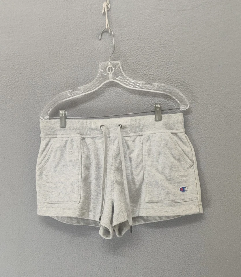 Champion Mujer Corto Grande Gris Cordón Pull On Logo Bordado Sudadera Foto 1 de 4