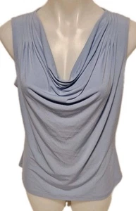 Calvin Klein Sleeveless Baby Blue Cowl Neck Shirt Women's Sz Large Polyester Bld - Picture 1 of 18