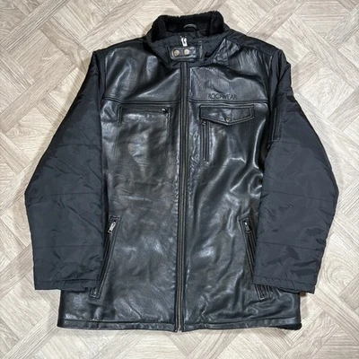 Rocawear Mens Black Leather Front Quilted Inlay Jacket Hip Hop 90s - Size XL - Image 1 of 4