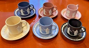 Wedgwood Jasper Dancing Hours Demitasse Tasse & Untertasse 6er Set Top ohne Box - Bild 1 von 5