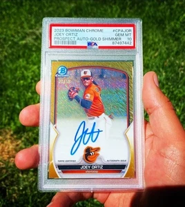 💎Joey Ortiz /50 2023 Bowman Chrome Prospect Gold Shimmer Auto PSA 10 Brewers - Picture 1 of 1