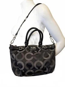 Coach Black Signature C Fabric Shoulder Crossbody Bag – Silver Hardware - Picture 1 of 8