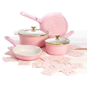 Paris Hilton Clean Ceramic Nonstick Cast Aluminum Cookware Set/Heart Shape PINK - Picture 1 of 1