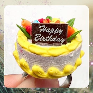 Happy Birthday Kuchen Cocktail Ring - Modeschmuck - Mini Food - größenverstellbar - Bild 1 von 5
