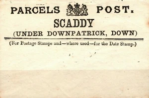 GB IRELAND Parcel Post Label 1883 *PARCELS POST* Down SCADDY Downpatrick SS357 - Picture 1 of 6