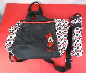 Disney Baby Minnie Mouse Diaper Bag Set 7 Pockets With Bottle Holder - Picture 1 of 6