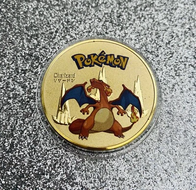 Pokemon Charizard Gold Collectible Coin Card Gift Rare Pokemon 1st Edition - Image 1 of 2