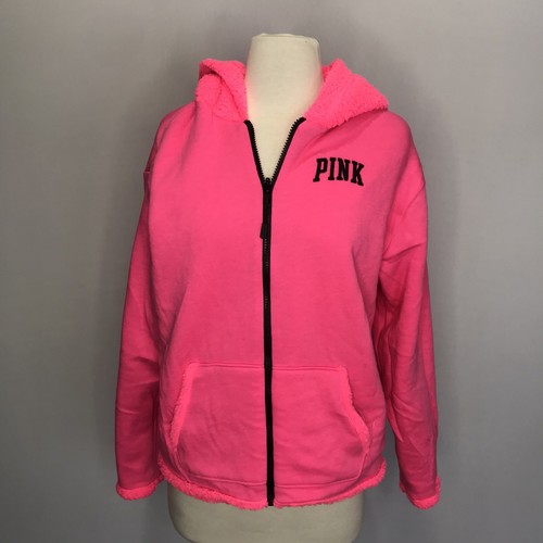 UNDERCOVER Victoria's Secret Rosa PICCOLA Felpa con Cappuccio in Pile Sherpa Reversibile Super Morbida ROSA