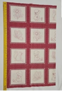Sunbonnet Sue Sam Faye Liverman Burgos Marcus Brothers Red Cotton Fabric 34 x 44 - Picture 1 of 13