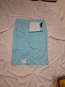 Talbots Womens Cotton Pencil Midi Skirt Geometric Teal Blue Turquoise Size 4 - Picture 1 of 9