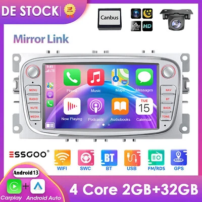 Autoradio Android 14 2+32G Carplay NAVI Kamera Für Ford Focus MK2 Mondeo C S Max - Bild 1 von 4