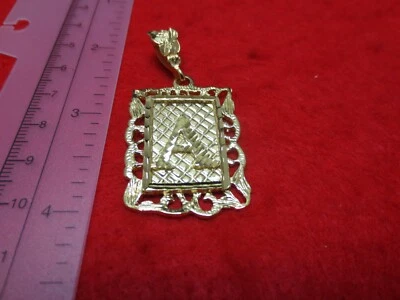 14KT GOLD EP ALMOST 2 INCH FRAMED LETTER K EXTRA LARGE SQUARE INITIAL CHARM - Image 1 of 2