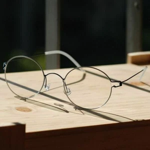 Steve Jobs Round titanium eyelgasses men's round blue glasses womens clear lens - Picture 1 of 5