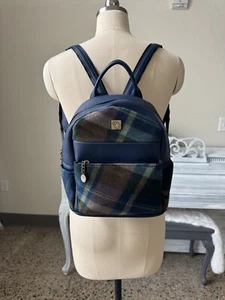 House Of Tweed Backpack - Blue Leather Plaid - Picture 1 of 7