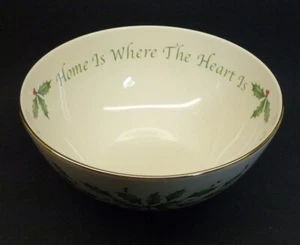New Lenox Holiday Sentiment Bowl Home is Where the Heart Is Holly Christmas - Picture 1 of 5