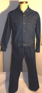 HERREN VINTAGE 70er SEARS "ROEBUCKS" JEANSJACKE 42 & JEANS 36x30! TIEFE FARBE! - Bild 1 von 24