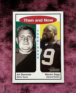 Warren Sapp Art Donovan 1952 Topps Heritage Then Now MINT NFL HOF Legends Jersey - Picture 1 of 4