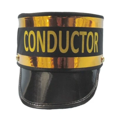 Gorra negra de oficial de gendarme conductor de tren con letras doradas suaves Foto 1 de 4