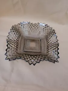 Cenicero vintage negro transparente de 7" vidrio de Indiana con bordes volantes - Imagen 1 de 6