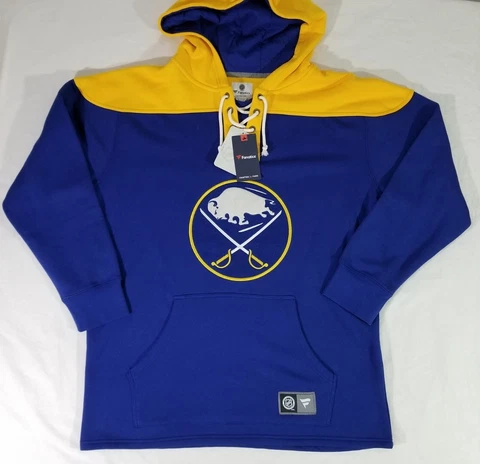 NHL Fanatics BUFFALO SABRES Colorblock Blue Yellow Sweatshirt Hoodie Mens XL NWT Cover