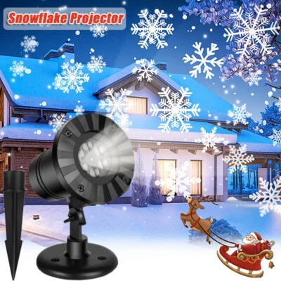 Proyector de copo de nieve de Navidad exterior LED móvil nevada luz láser paisaje Foto 1 de 4