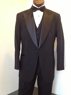 New Black Tuxedo Jackets  - Derby 1 Button Peak Lapel, 100% Wool by Raffinati - Image 1 of 3