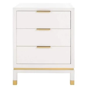 SAFAVIEH Storage End Table 24" x 18" x 15" Wood 3-Drawer Rectangle White Finish - Picture 1 of 12