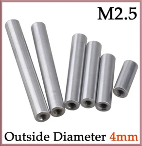 M2.5 Aluminum Column Round Threaded Sleeve OD 4mm Stud Standoff Nut Connector - Picture 1 of 7