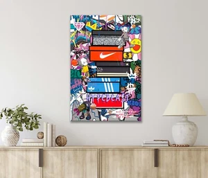 Bunch Of Graffiti on Wall with Skateboard 40x60cm Canvas or Metal Print Wall Art - Bild 1 von 4
