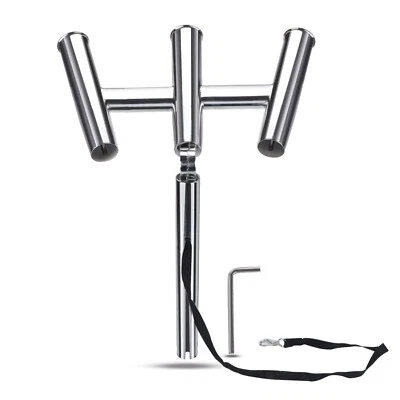 304 Stainless Steel Marine Boat Outrigger Stylish 3 Tubes Fishing Rod Holder - Image 1 of 4