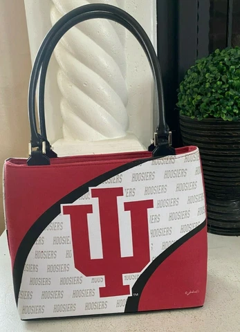 Indiana University Hoosiers Women's Purse/Handbag With Logo Maroon White Fabric Cover