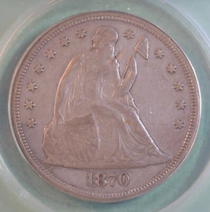 1870 Liberty Seated Silver Dollar $1 ANACS EF 45, XF 45 Free Shipping - Picture 1 of 3