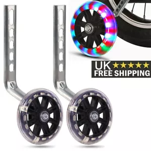 Universal Kids Bike Bicycle LED Training Wheels Stabilisers For 12-20 Inch Cycle - Picture 1 of 13