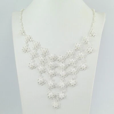 Collana donna filigrana sarda in argento nido d'ape traforo moduli a fiore - Immagine 1 di 4