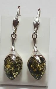 Elegantes Pendientes De Ámbar 925 Plata Ámbar De Letonia Joyería De Clip - Imagen 1 de 8