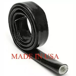 Black Vulcan Fire Sleeve Silicone Fire Braid 1" 16AN ID Sold Per Foot (304.8mm) - Picture 1 of 2