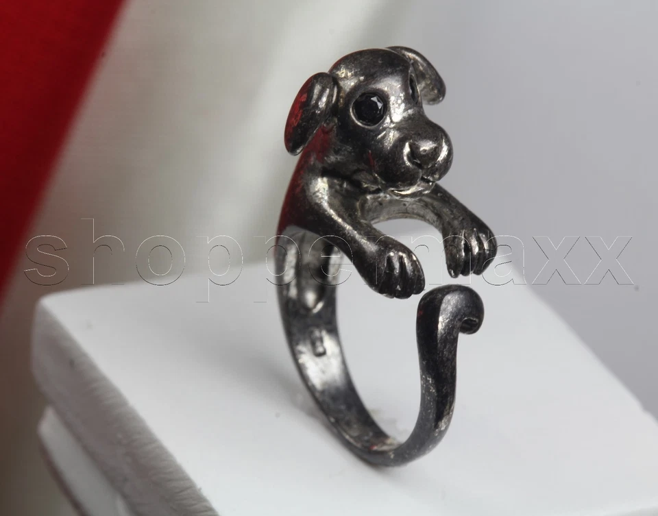 Anillo ajustable estilo antiguo de plata de ley maciza Alicia en el país de las maravillas para perro Foto 1 de 1