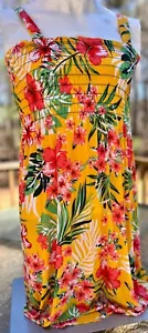 Butterfly Women’s Hawaiian Floral Sundress - Smocked Strap Maxi Dress Beach Luau - Picture 1 of 5