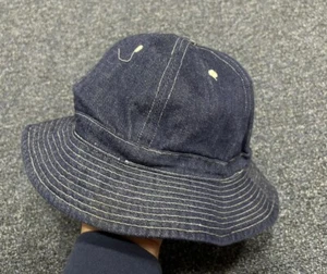 Vintage 70s Denim Bucket Hat Cap Gilligan Sz XL Golden Horse - Picture 1 of 4