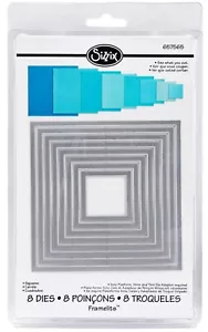 Sizzix Framelits Squares 8pc set #657565 Retail $24.99 8 Perfect Squares! - Picture 1 of 12
