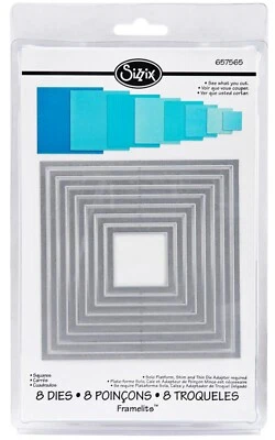 Sizzix Framelits Squares 8pc set #657565 Retail $24.99 8 Perfect Squares! - Image 1 of 4